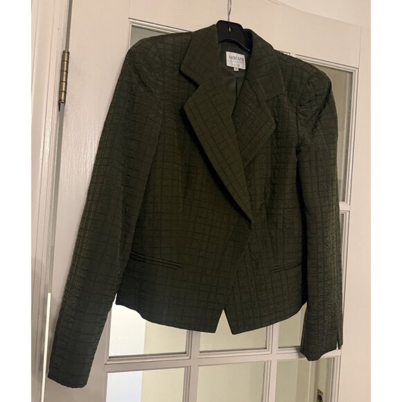Giorgio Armani Le Collezioni women’s quilted green jacket Sz 10 made in italy - Picture 2 of 10